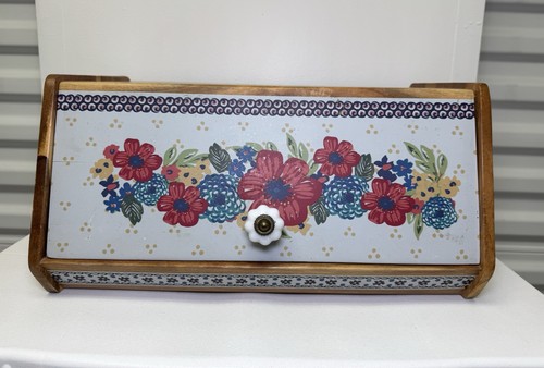 Wooden bread box oak floral - wooden,