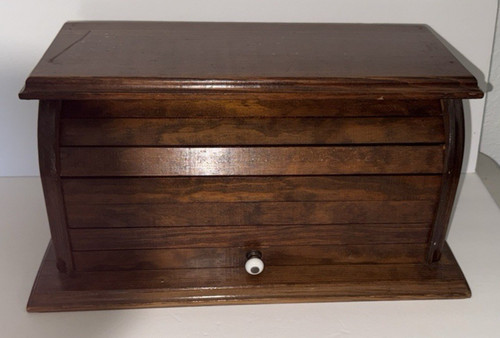 Vintage wooden roll top bread - top,