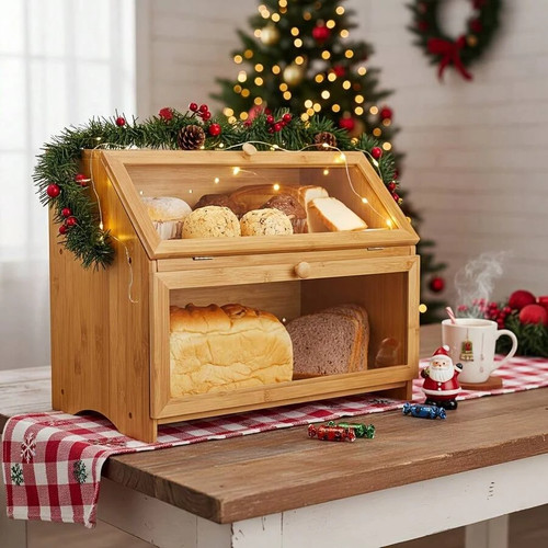 Large wooden bread box - box, with
