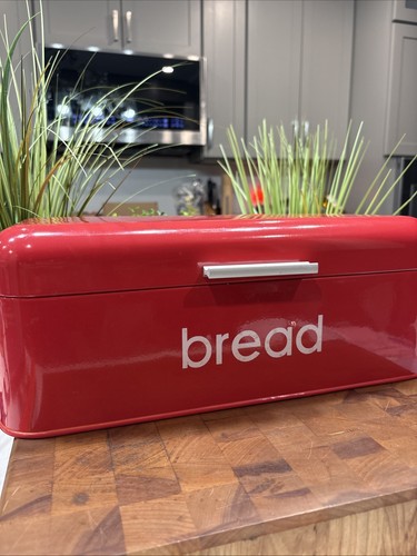 Retro red rectangle bread box - retro,