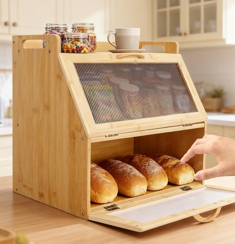 Wooden bread box for - box,