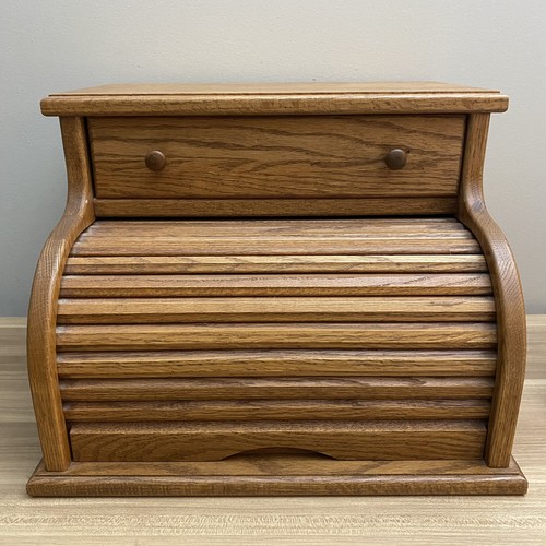 Wooden bread box roll top - roll-top, wood